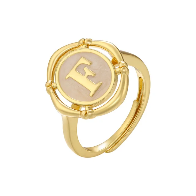 Metal Women's Ring 26 English Letters Opening Adjustable Stylef - Shop at LoveMi