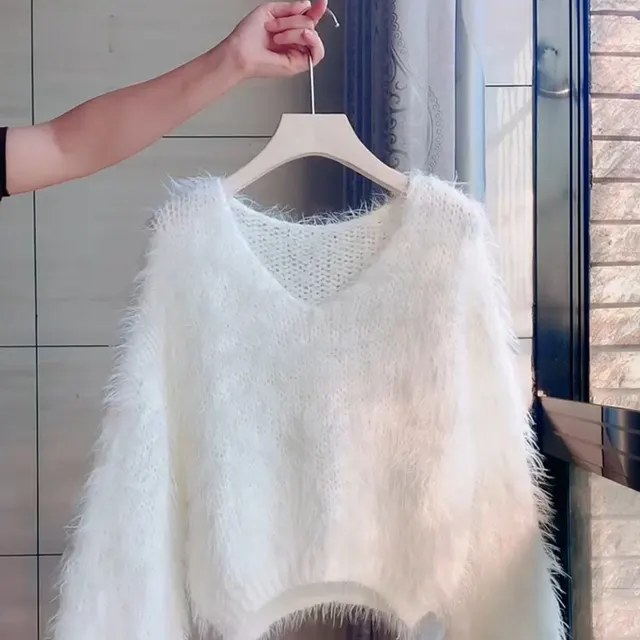 Pullover Lazy Sweater Knitwear Casual And Sweet Loose Temperament White - Shop at LoveMi