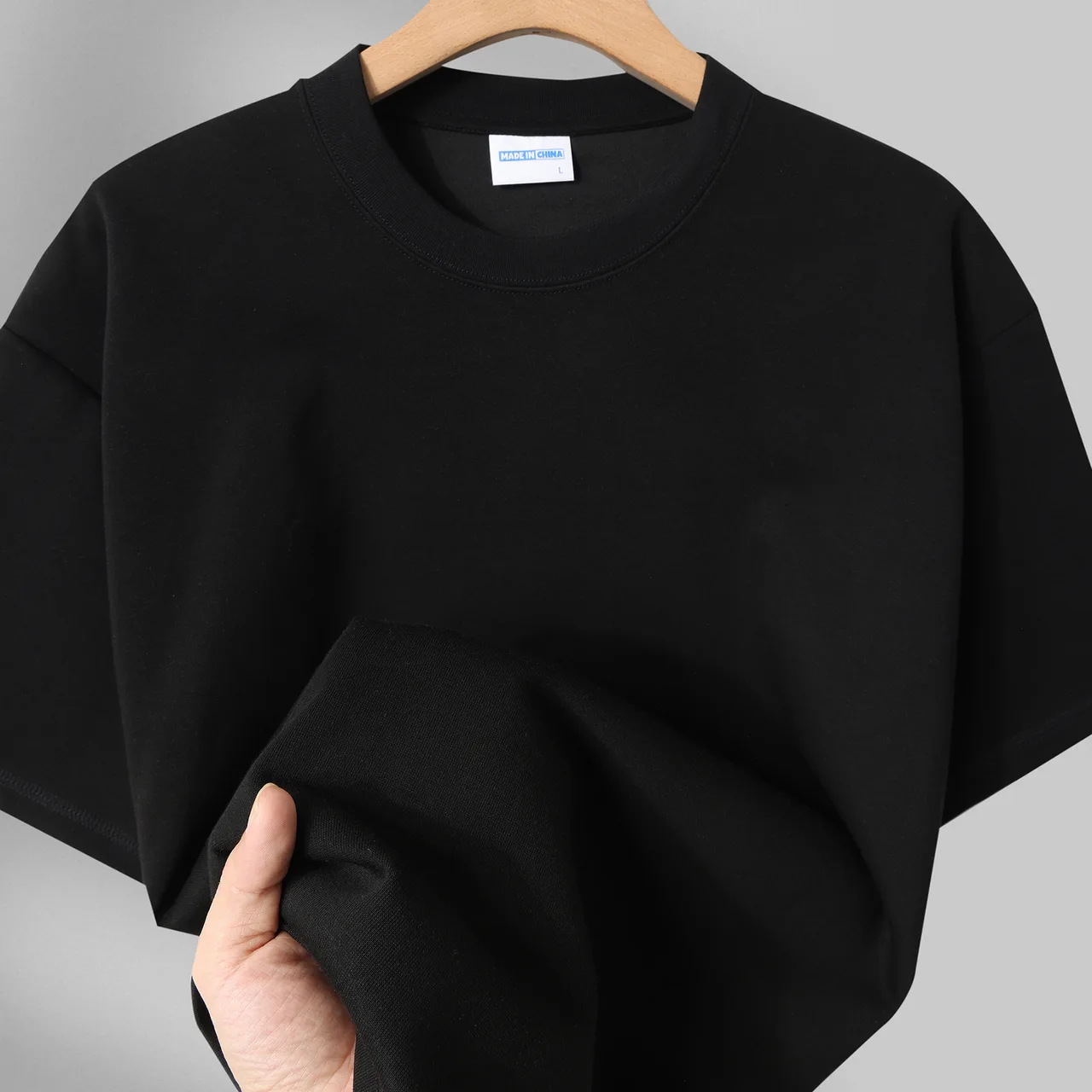 Fashion Men's And Women's Couple's Clothes Loose Shoulder Solid Color Base Shirt - Dark Night Black
