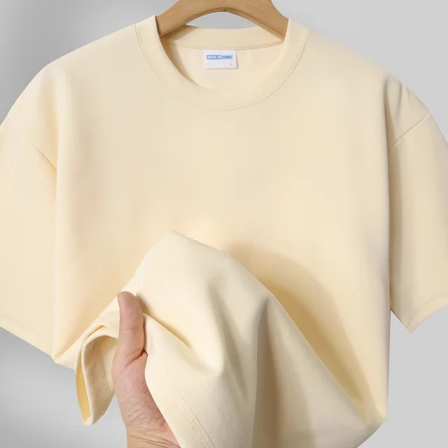 Fashion Men's And Women's Couple's Clothes Loose Shoulder Solid Color Base Shirt Milk Apricot - Shop at LoveMi