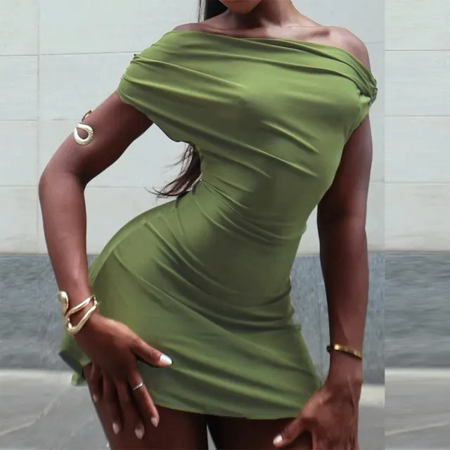 Personalized Off shoulder European And American Style Dress Women Green - Shop at LoveMi