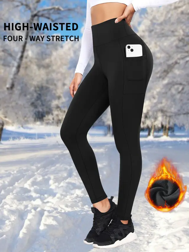 Autumn And Winter Warm Pocket Plus Velvet Yoga Pants Black - Shop at LoveMi