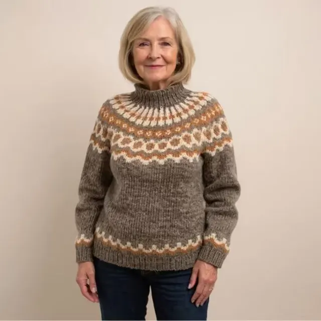 Turtleneck Loose Multicolor Fashion Pullover Sweater 8761 Coffee Color - Shop at LoveMi