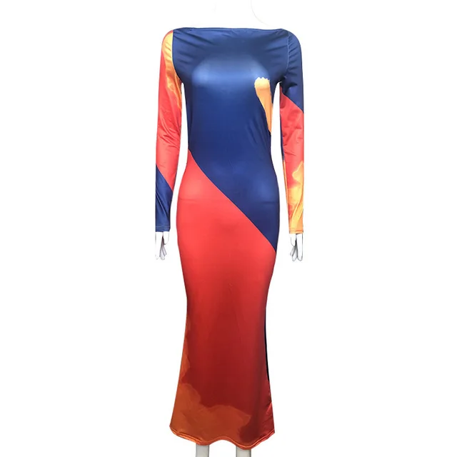 Women's One shoulder Printed Sexy Backless Dress Color - Shop at LoveMi