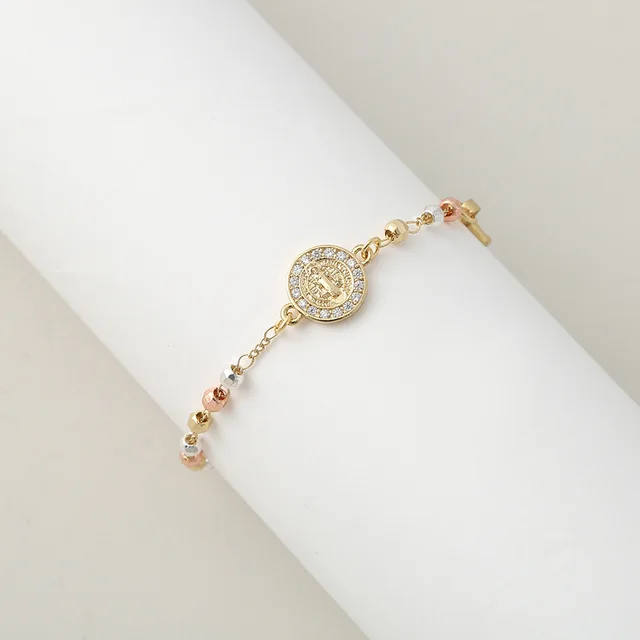 Cross Micro inlaid Pearl Chain Non fading Bracelet Light Luxury Pure Copper - Shop at LoveMi