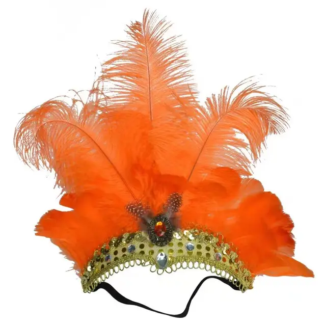 Feather Headdress Stage Performance Headwear Prop Retro Handmade Orange - Shop at LoveMi