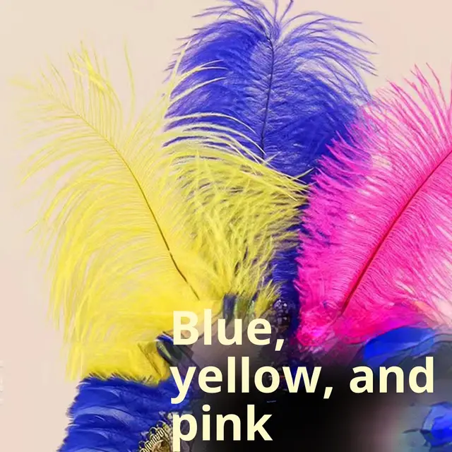 Feather Headdress Stage Performance Headwear Prop Retro Handmade Yellow Blue Pink - Shop at LoveMi