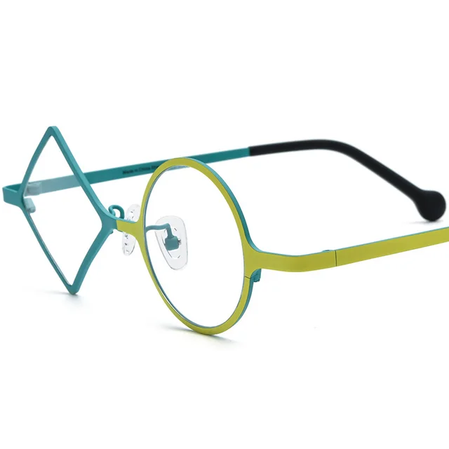 Colorful Ultra light Pure Titanium Irregular Blue Light Blocking Glasses Blue And Yellow Frame C2 - Shop at LoveMi