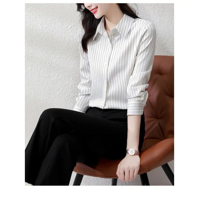 Women's Casual High end Long sleeved Shirt White - Shop at LoveMi
