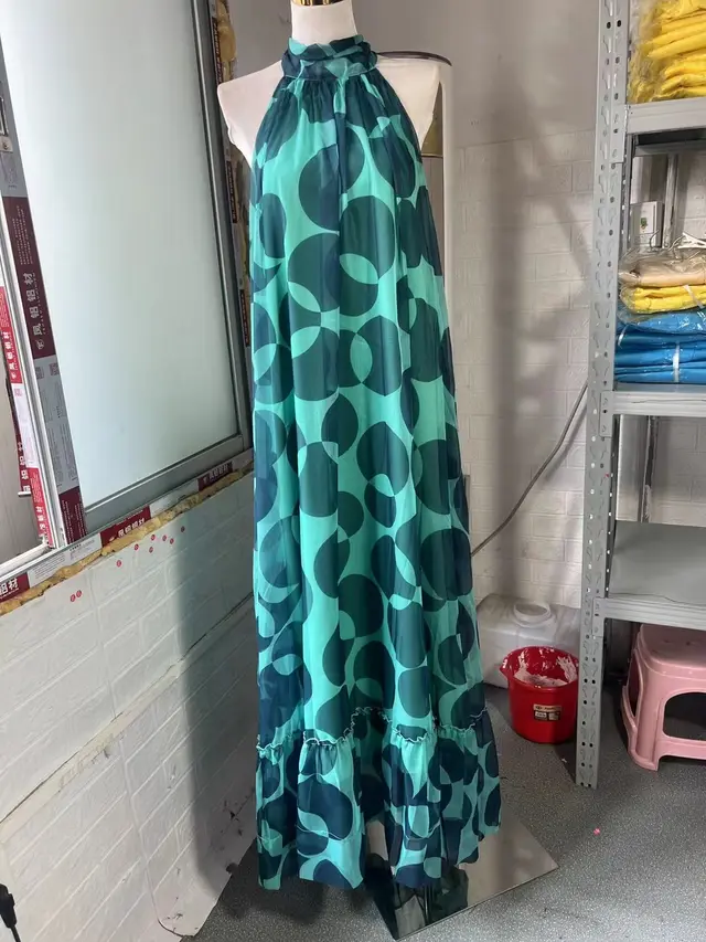 Back Beach Chiffon Vacation Print Dress Blue - Shop at LoveMi