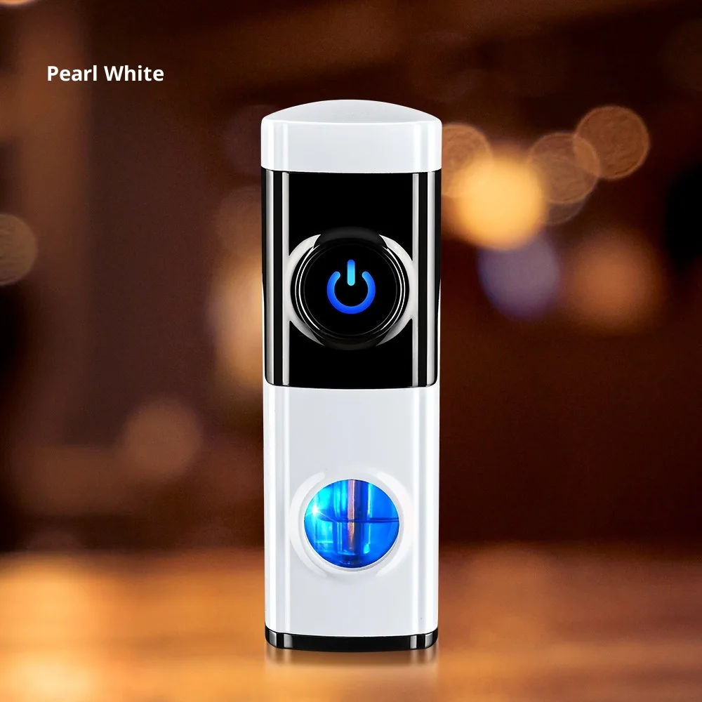 Creative Inflatable Direct flame Portable Triple Torch Lighter For Cigars Pearl White - Shop at LoveMi