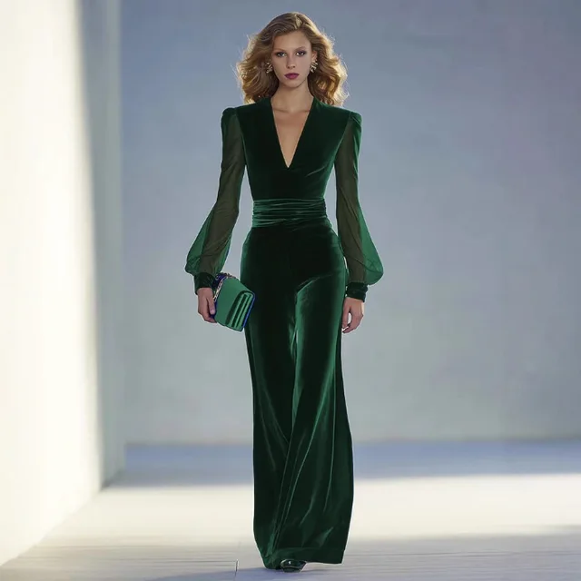Lady's Casual And Elegant Jumpsuit Green - Shop at LoveMi
