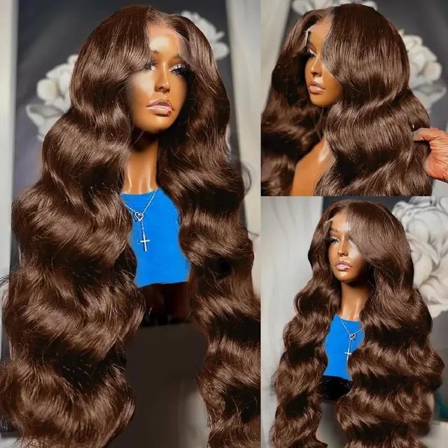 Brown Long Curly Wig With Middle Part And Lace Front Dark Brown - Shop at LoveMi
