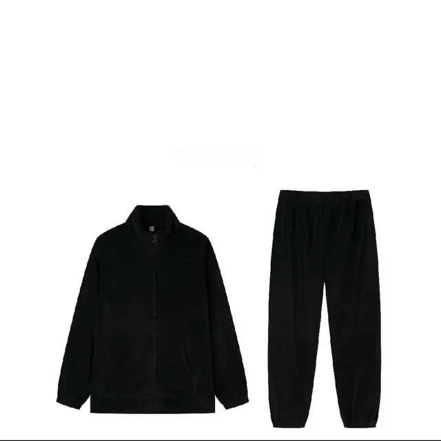 Beautiful Coral Fleece Two piece Homewear Can Be Worn Outside Black - Shop at LoveMi