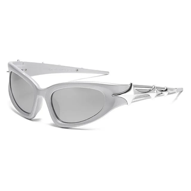 Retro Cat eye Sunglasses For Women Star Sun Glasses Silver Frame Silver Lens - Shop at LoveMi