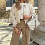 Elegant Temperament Versatile Solid Color Jacket Women's Clothing - Apricot