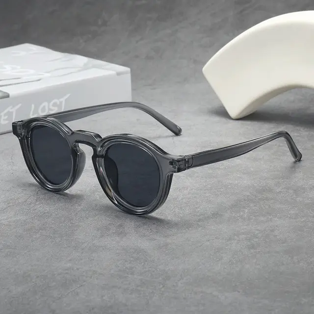 Vintage Round Frame Sunglasses For Women Gray Frame Black - Shop at LoveMi