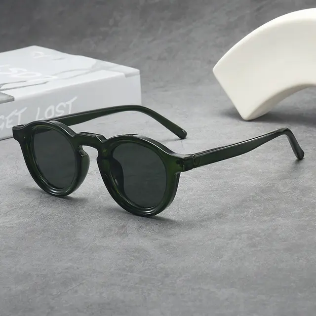 Vintage Round Frame Sunglasses For Women Transparent Green Frame Green - Shop at LoveMi