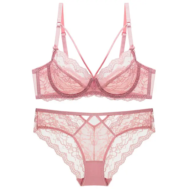 Transparent Ladies Underwear Panties Small Bra Set Pink - Shop at LoveMi