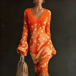 Women's Wool Dress Creative Vintage Print Comfortable Soft Slim Fit - 2 Style-3Xl
