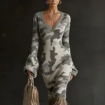 Women's Wool Dress Creative Vintage Print Comfortable Soft Slim Fit - 6 Style-3Xl