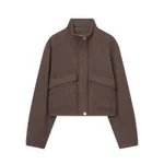 Women's Casual Loose Design Long Sleeve Jacket - Brown