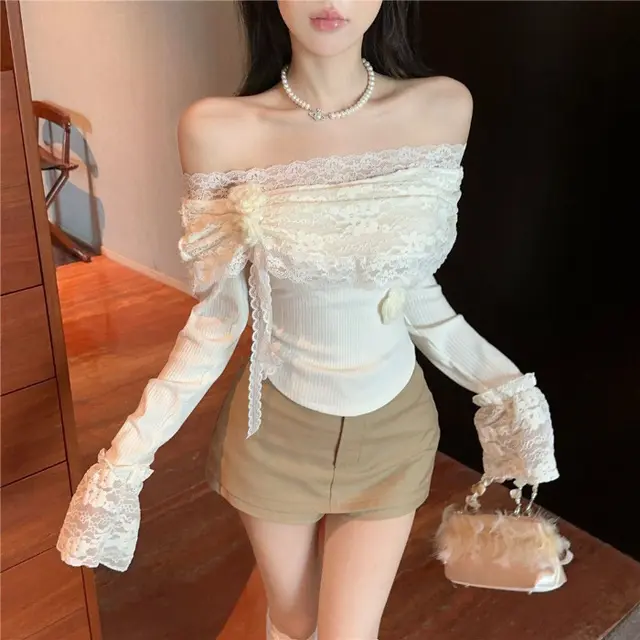 Fashion Casual Women's Long sleeved Slim fit T shirt White - Shop at LoveMi