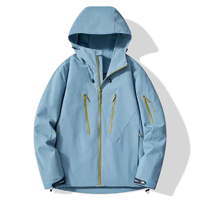 Color blocked Hard shell Outdoor Windbreaker Jacket Fjxh767 Rush Lake Blue - Shop at LoveMi