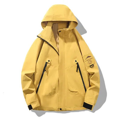 Color blocked Hard shell Outdoor Windbreaker Jacket Yellow - Shop at LoveMi