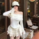 Korean-style Lace Floral Sweet And Spicy Long-sleeved Base Shirt - Floral - View 1