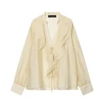 European And American Style New Fashionable Layered Decorative Bow Blouse - Red