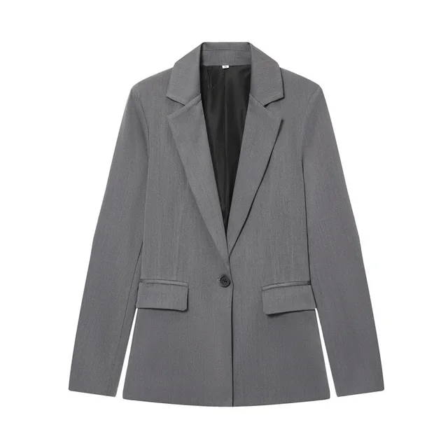 Slim fit Long sleeve Suit Jacket Flared Pants For Women Gray Top - Shop at LoveMi