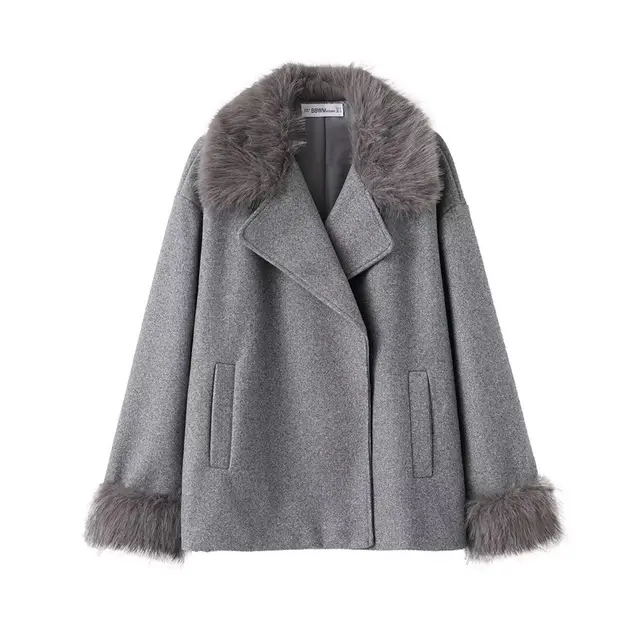Women's Mid length Hooded And Belted Wool Cape Coat Gray - Shop at LoveMi