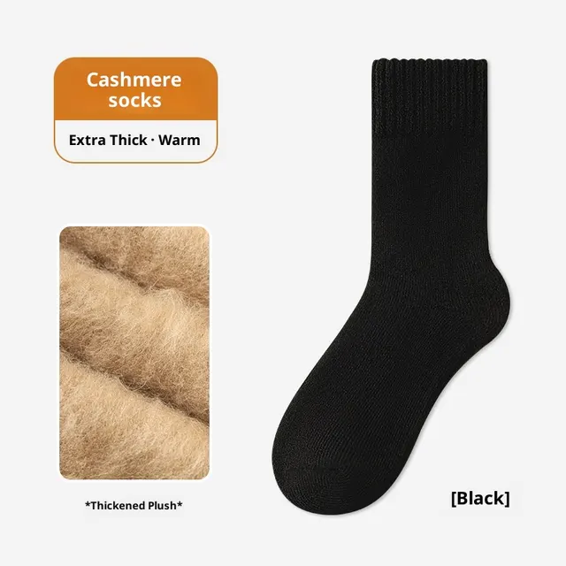 Men's Winter Fleece lined Thick Warm Cashmere Socks Black - Shop at LoveMi