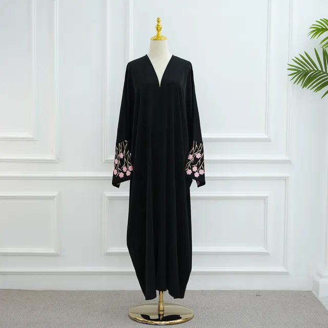 Dubai Middle East Turkey Dubai Flower Embroidered Elegant Cardigan Pink - Shop at LoveMi