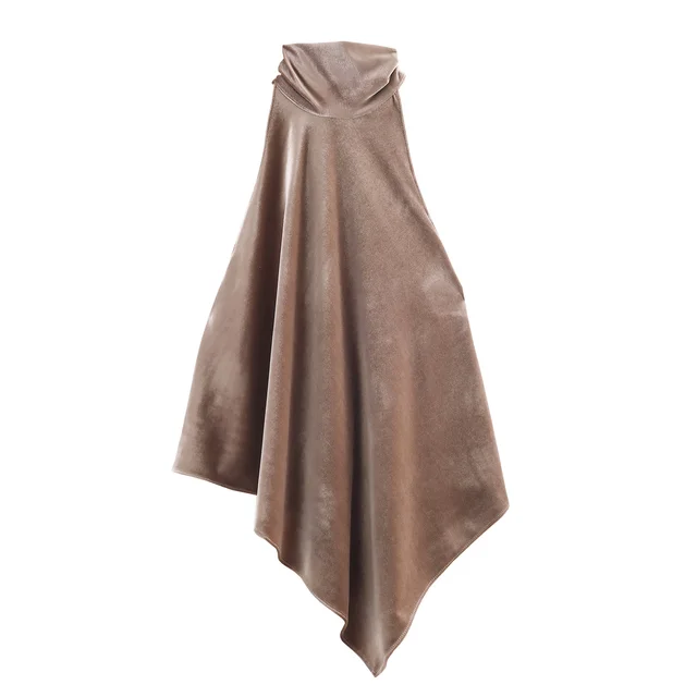 Women's Satin Halter Neck Strap Top Brown - Shop at LoveMi