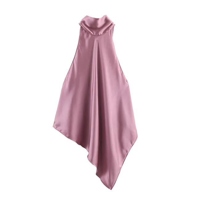 Women's Satin Halter Neck Strap Top Light Pink - Shop at LoveMi