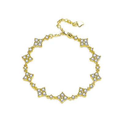 S925 Sterling Silver Moissanite Four leaf Clover Bracelet For Women Yellow Gold - Shop at LoveMi