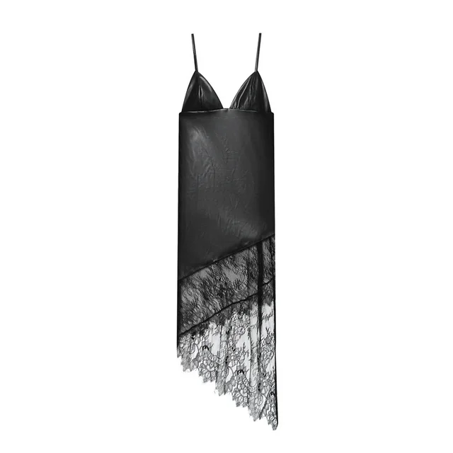 Women's Lace Leather Suspender Dress Black - Shop at LoveMi