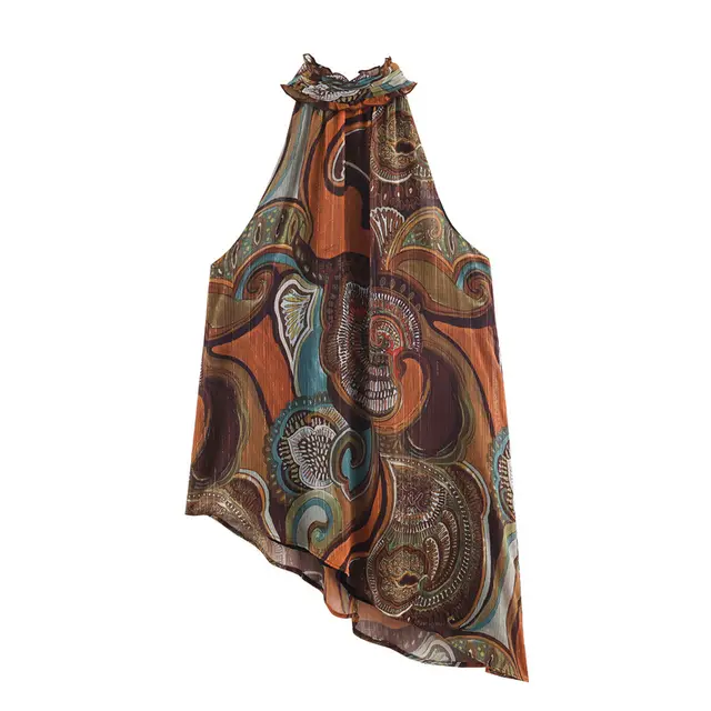 Women's Printed Metallic Asymmetric Top - Shop at LoveMi