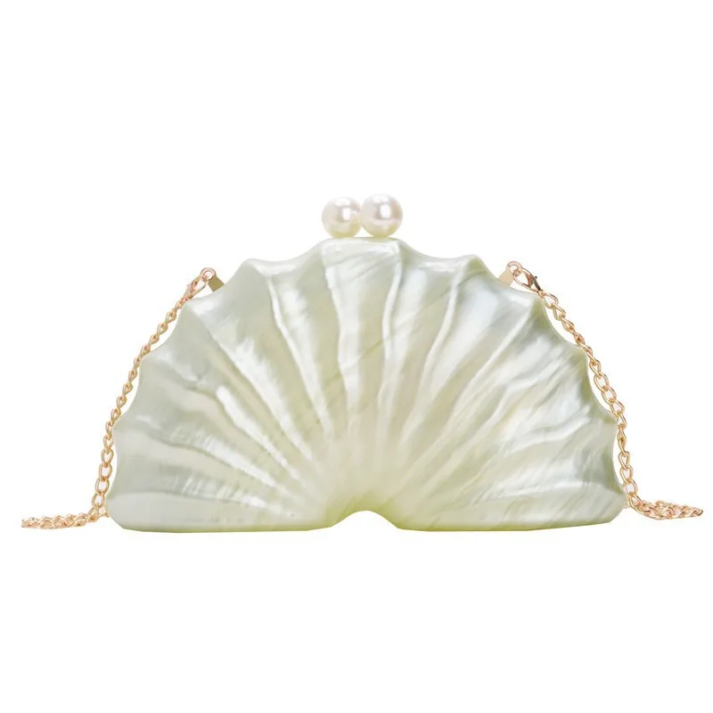 Stylish Acrylic Shell shaped Clutch Bag Luxury Fashion Evening Bag Green - Shop at LoveMi