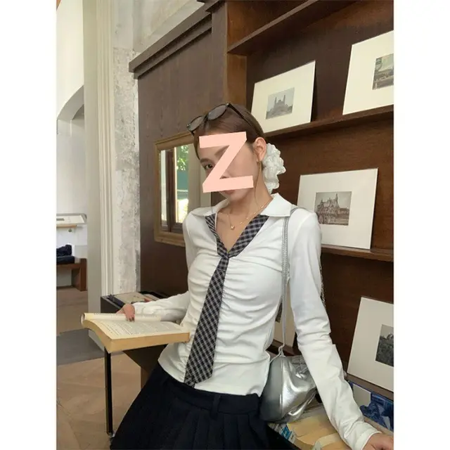 Korean Slim fit Slimming Long Sleeve T shirt Women White - Shop at LoveMi
