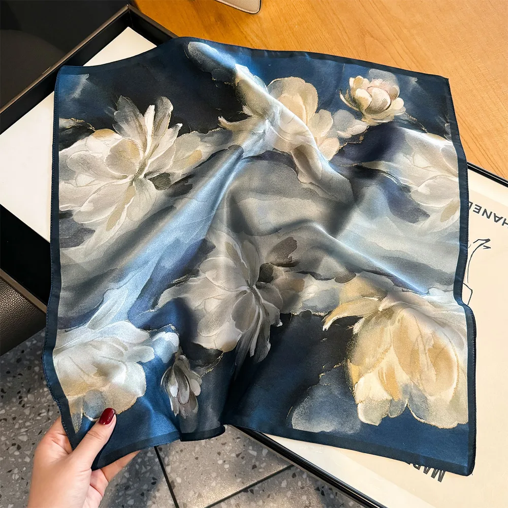 Women's New Mulberry Silk Spring And Autumn Versatile Blue Korean style Scarf Blue - Shop at LoveMi