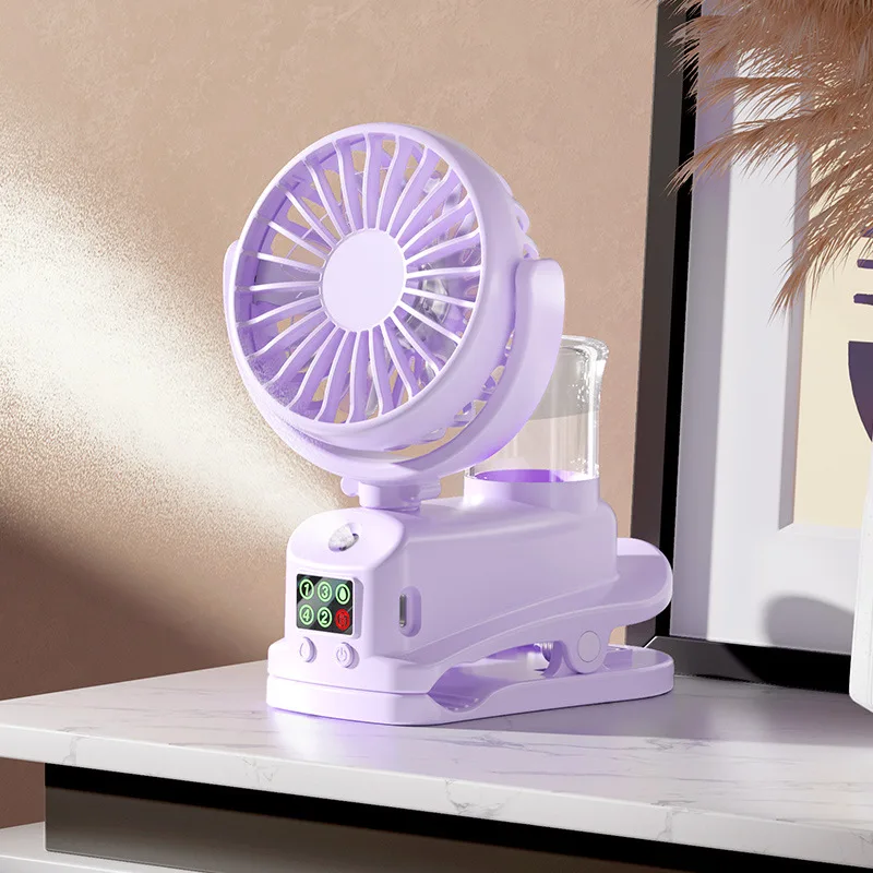 Spray Hydration Handheld Multi function Clip Fan Purple - Shop at LoveMi