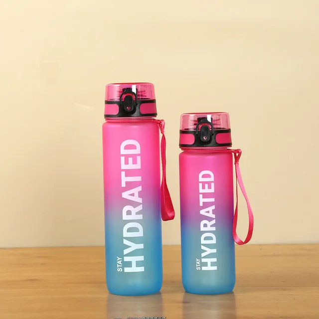 Gradient Single layer Sports Water Bottle Pink Blue - Shop at LoveMi