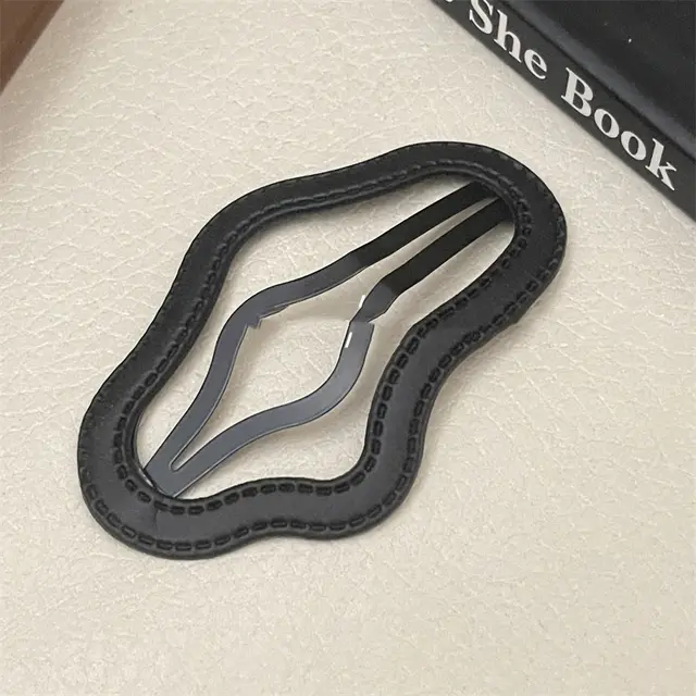 Female Leather Hollow Cloud Bangs Hair Clip Black - Shop at LoveMi