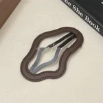 Female Leather Hollow Cloud Bangs Hair Clip - Deep Coffee