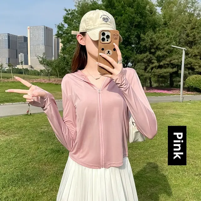 Women's Thin Cool UV proof Breathable Outdoor Sports Jacket Pink - Shop at LoveMi