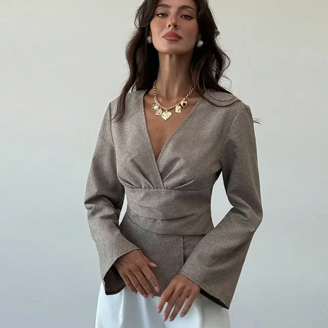 Fashion Slim Fit Long Sleeve Women's Top Gray - Shop at LoveMi