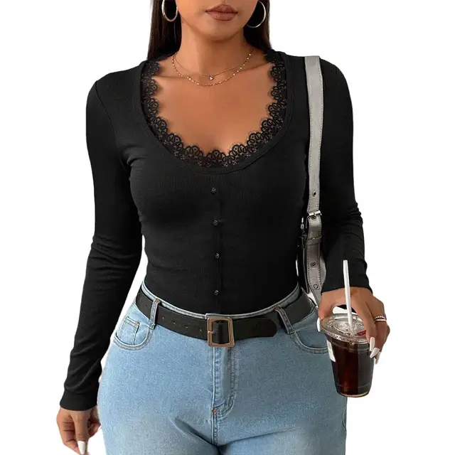 Slimming And Versatile Design Basic Shirt Solid Color T shirt Black - Shop at LoveMi